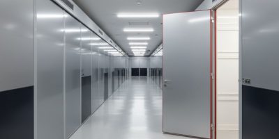 Interior of a clean, climate-controlled storage unit showing stable temperature and humidity features from IDEAL Containers