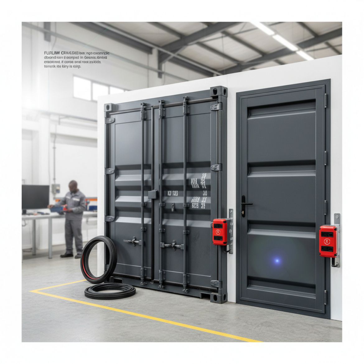 Close-up of secure shipping container doors & entry hardware with locking bars and seals by IDEAL Containers Kenya