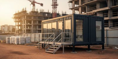 Modern office container hire for construction sites in Kenya, featuring a secure and functional workspace.