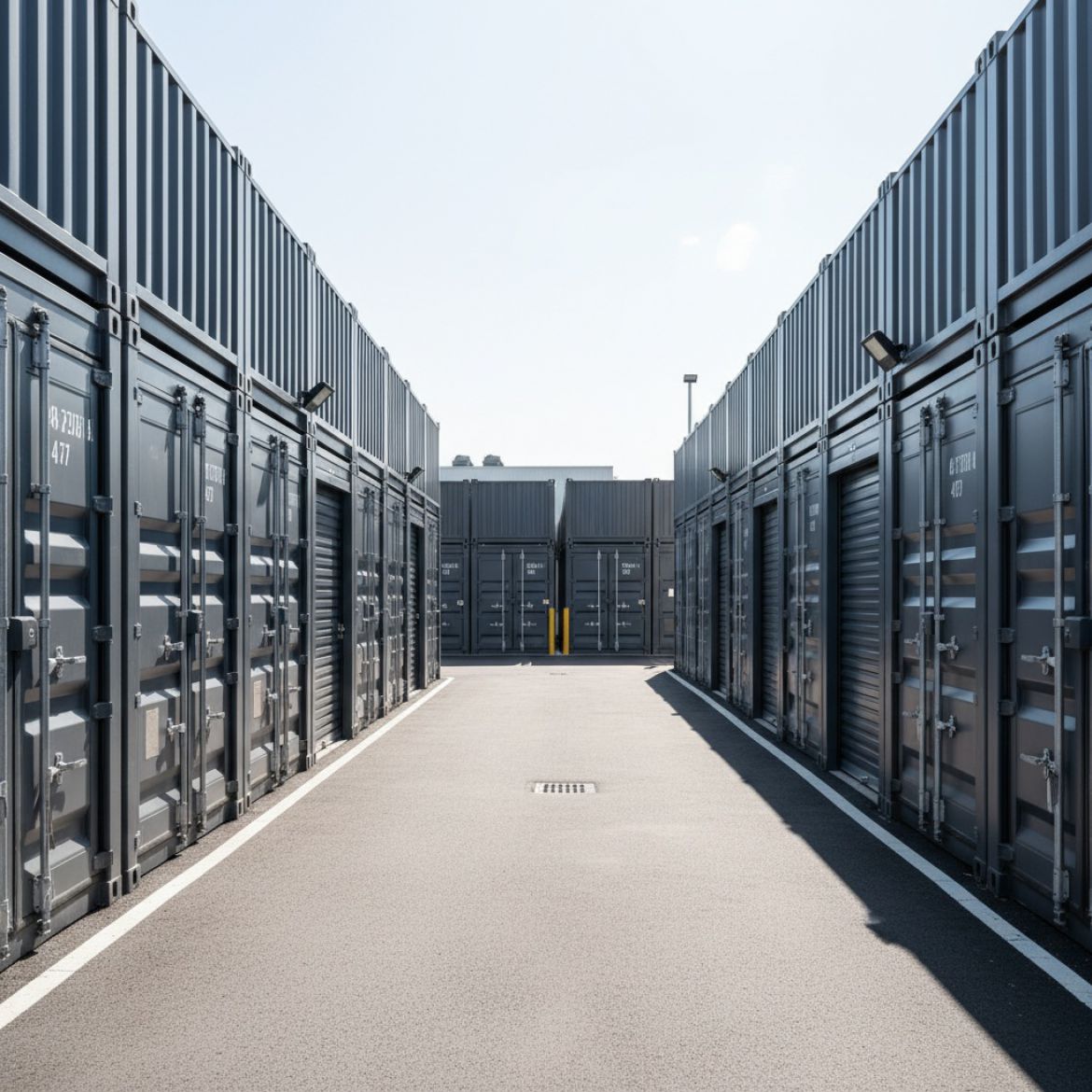 Exterior of IDEAL Containers' secure 24/7 access storage facilities with CCTV cameras and an accessible gate in Kenya.