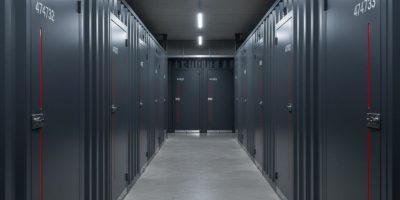 Row of secure IDEAL Containers self-storage units with 24/7 access in Kenya, showing a modern facility.