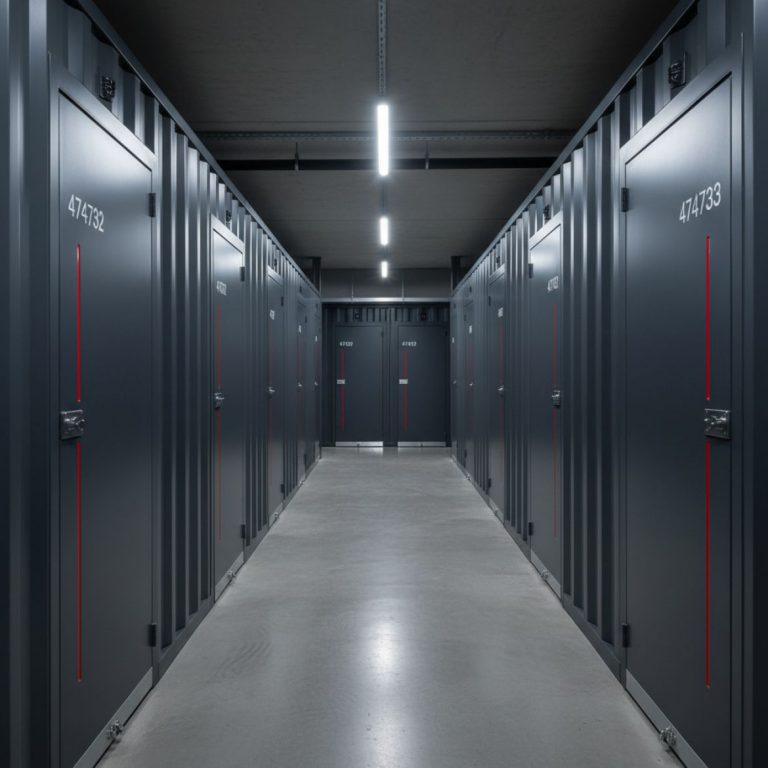 Row of secure IDEAL Containers self-storage units with 24/7 access in Kenya, showing a modern facility.