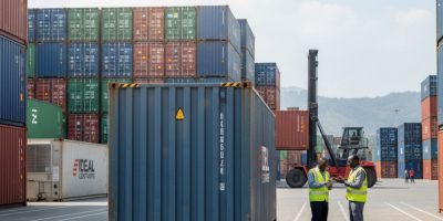 Various shipping containers at IDEAL Containers yard in Athi River, Kenya