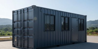 Robust Standard Anti-Vandal Cabin from IDEAL Containers on a construction site in Kenya