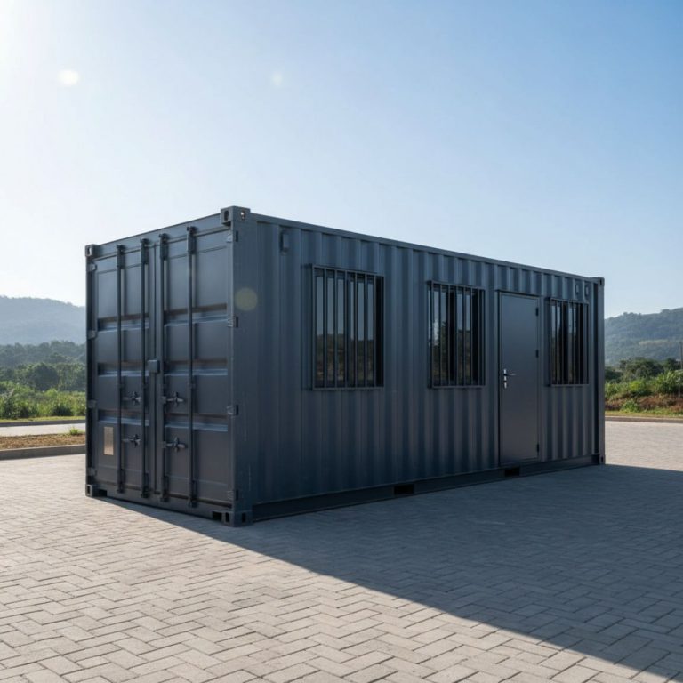 Robust Standard Anti-Vandal Cabin from IDEAL Containers on a construction site in Kenya