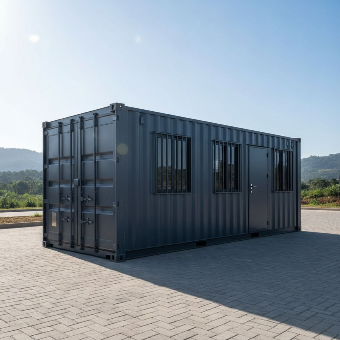 Robust Standard Anti-Vandal Cabin from IDEAL Containers on a construction site in Kenya