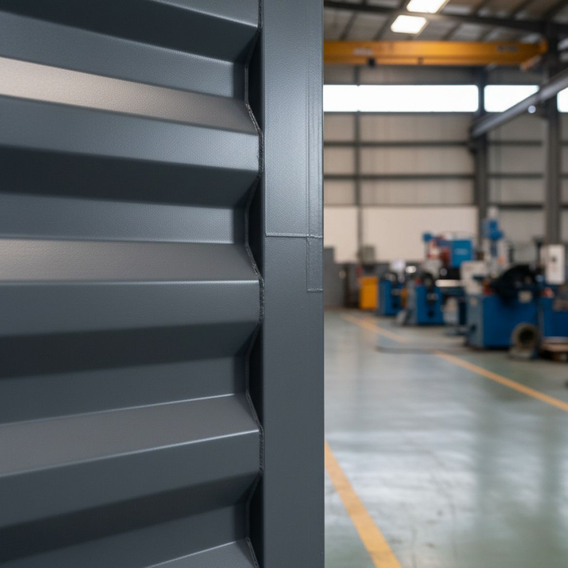 Close-up of a robust metal ventilation grille installed on a shipping container, indicating effective Ventilation Grilles & L